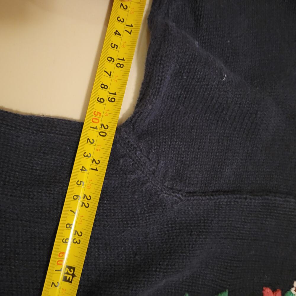 Northington Vintage Floral Embroidered Cardigan Women's XL Navy Blue Open Front - Picture 9 of 10